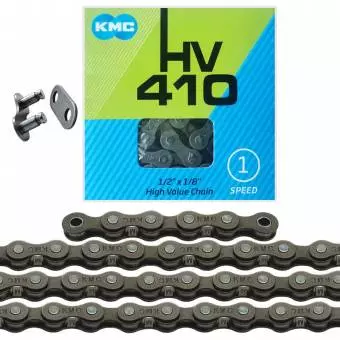 Łańcuch KMC HV 410 112 ogniw szaro brązowy, spinka, BOX