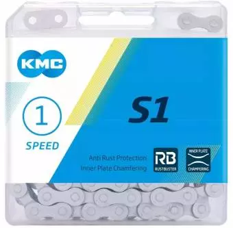 Foto mini 3 - Łańcuch KMC S1 112 ogniw nierdzewny srebrny, spinka, BOX