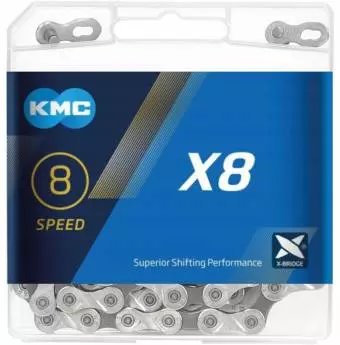 Foto mini 3 - Łańcuch KMC X8 114 ogniw srebrny, SPINKA, BOX