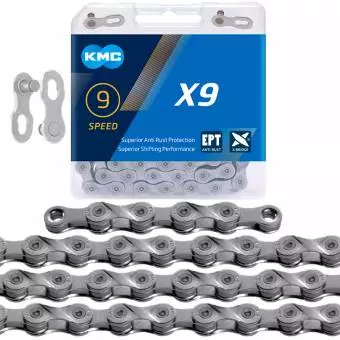 Łańcuch KMC X9 EPT 114 ogniw, spinka, BOX