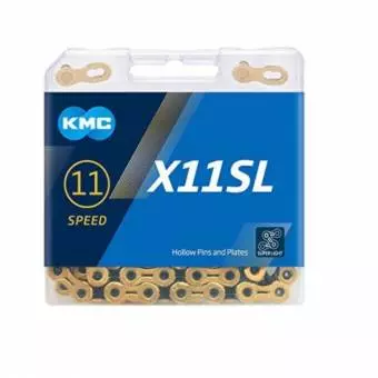 Łańcuch KMC X11 SL Ti-N 118 ogniw złoto-czarny BOX