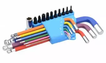 Foto mini 2 - Zestaw 9 kluczy imbusowych, 10 końcówek torx, krzyżak, organizer, stal cr-v