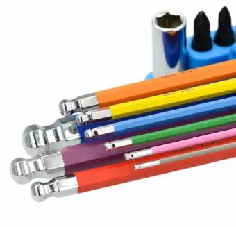 Foto mini 5 - Zestaw 9 kluczy imbusowych, 10 końcówek torx, krzyżak, organizer, stal cr-v