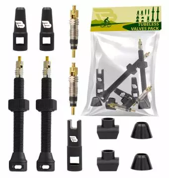 Zestaw wentyli Tubeless iBike valves 44mm 2 szt. plus kluczyk, zaworki, czarne
