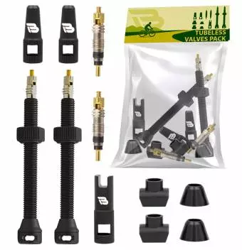 Zestaw wentyli Tubeless iBike valves 60mm 2 szt. plus kluczyk, zaworki, czarne