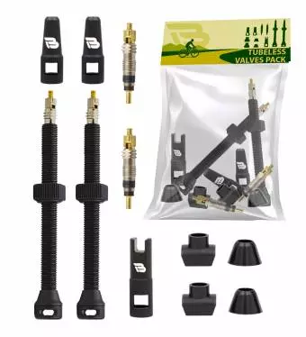 Zestaw wentyli Tubeless iBike valves 80mm 2 szt. plus kluczyk, zaworki, czarne