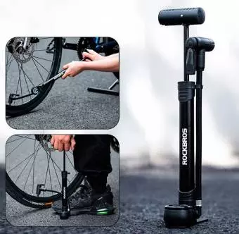 Foto mini 5 - Pompka Rowerowa Rockbros 42310006001 manometr Czarna