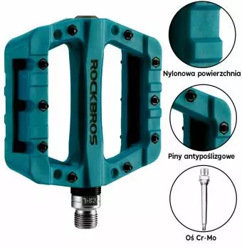 Foto mini 5 - Pedały Rowerowe Platformowe Nylon Rockbros 2017-12CBL Niebieskie