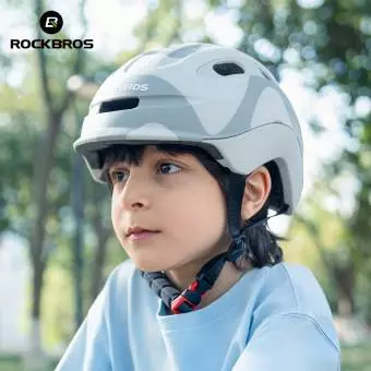 Foto mini 7 - Kask Rowerowy Rockbros dla dzieci z uchwytem na światło szary 54–58 cm