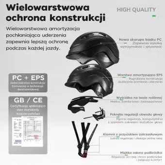 Foto mini 2 - Kask Rowerowy Rockbros dla dzieci z uchwytem na światło zielona limonka 54–58 cm