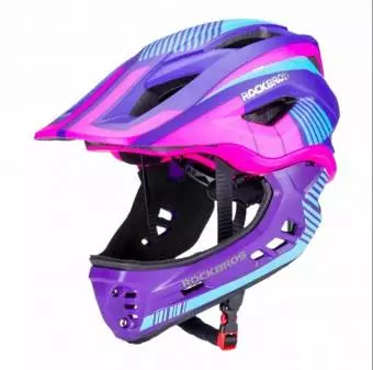 Kask rowerowy Rockbros z odpinaną szczęką dla dzieci rozmiar S fioletowo-różowy 48-52cm