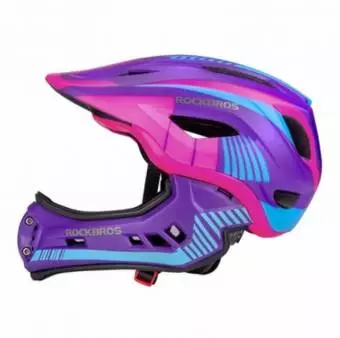 Foto mini 2 - Kask rowerowy Rockbros z odpinaną szczęką dla dzieci rozmiar S fioletowo-różowy 48-52cm