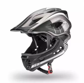 Kask rowerowy Rockbros z odpinaną szczęką dla dzieci rozmiar M szary 54-58cm