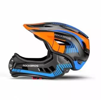 Foto mini 2 - Kask rowerowy Rockbros z odpinaną szczęką dla dzieci rozmiar M czarno-pomarańczowy 54-58cm