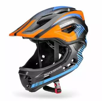 Kask rowerowy Rockbros z odpinaną szczęką dla dzieci rozmiar S czarno-pomarańczowy 48-52cm