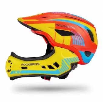 Foto mini 3 - Kask rowerowy Rockbros z odpinaną szczęką dla dzieci rozmiar M pomarańczowy 54-58cm