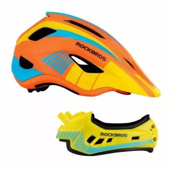 Foto mini 4 - Kask rowerowy Rockbros z odpinaną szczęką dla dzieci rozmiar M pomarańczowy 54-58cm