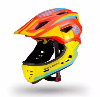 Kask rowerowy Rockbros z odpinaną szczęką dla dzieci rozmiar S pomarańczowy 48-52cm