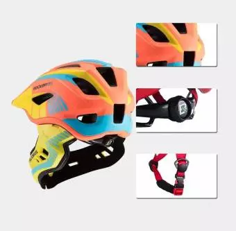Foto mini 2 - Kask rowerowy Rockbros z odpinaną szczęką dla dzieci rozmiar S pomarańczowy 48-52cm