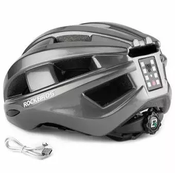 Foto mini 2 - Kask rowerowy Rockbros z zamontowaną lampką uniwersalny 55-60cm szary