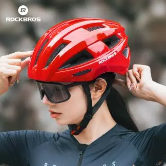 Foto mini 9 - Kask rowerowy Rockbros z zamontowaną lampką uniwersalny 55-60cm czerwony