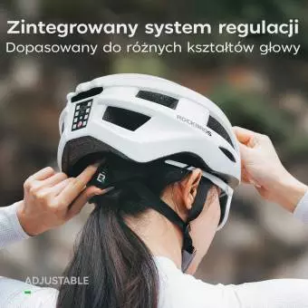 Foto mini 6 - Kask rowerowy Rockbros z zamontowaną lampką uniwersalny 55-60cm biały