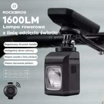 Foto mini 2 - Przednia Lampa Rowerowa Rockbros z Pilotem 1600LM-M8 czarna