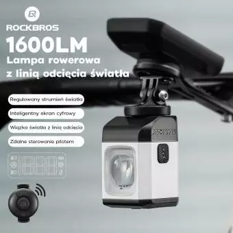 Foto mini 2 - Przednia Lampa Rowerowa Rockbros z Pilotem 1600LM-M8 biała