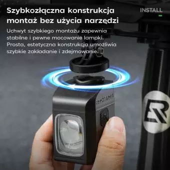 Foto mini 3 - Przednia Lampa Rowerowa Rockbros z Pilotem 1600LM-M8 różowa