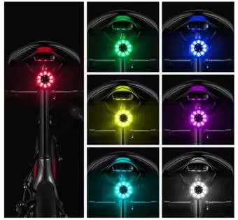 Foto mini 3 - Tylna lampka rowerowa Rockbros Q1 7 kolorów LED + kabel