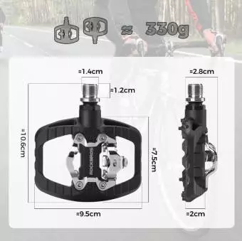 Foto mini 3 - Pedały Rockbros MTB 2w1 zatrzaskowe platformowe 370010001 Czarne