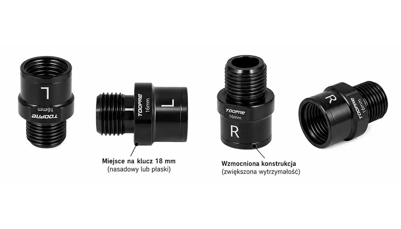 Przedłużki osi pedałów Toopre TL-039-16B 16mm 2 szt czarne foto 11