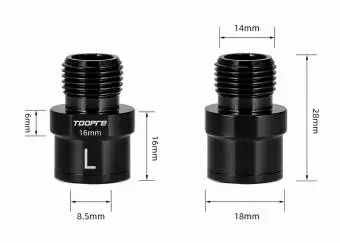 Foto mini 3 - Przedłużki osi pedałów Toopre TL-039-16B 16mm 2 szt czarne