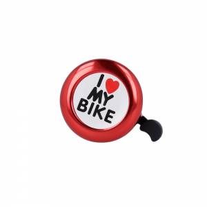 Dzwonek do roweru Forever Outdoor -  I love my bike czerwony - 5,5 cm