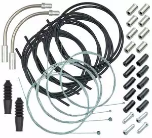 Zestaw linek i pancerzy przerzutek i hamulców rowerowych - przód i tył + końcówki