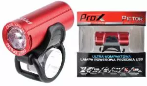 Lampa Rowerowa Przednia Prox Pictor, Cree 350 Lm, USB, Czerwona